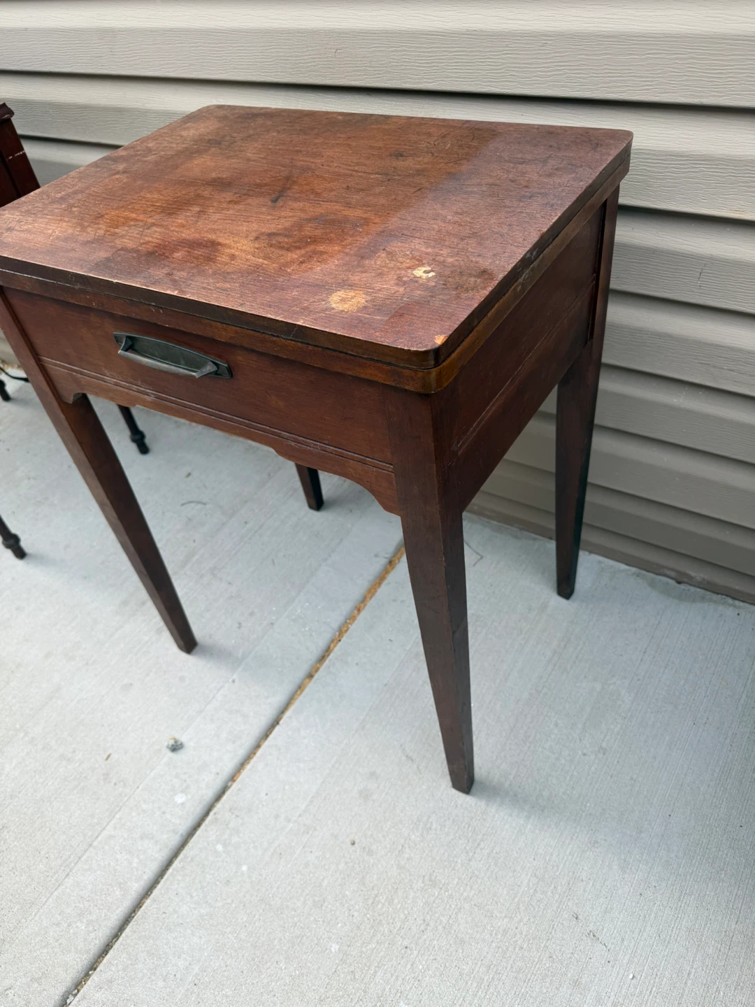 Vintage Wooden Side Table with Drawer - photo 3