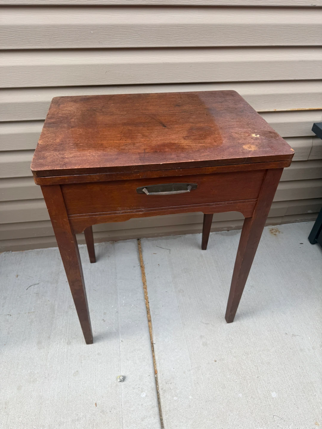 Vintage Wooden Side Table with Drawer