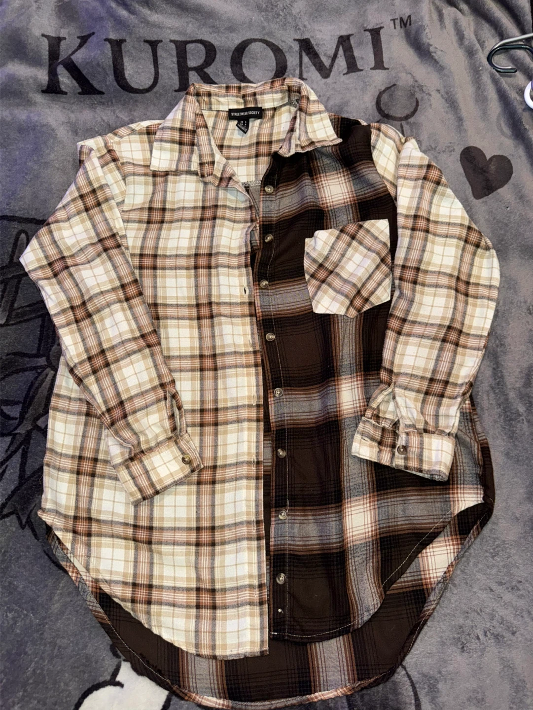 Split Plaid Flannel Shirt - photo 3
