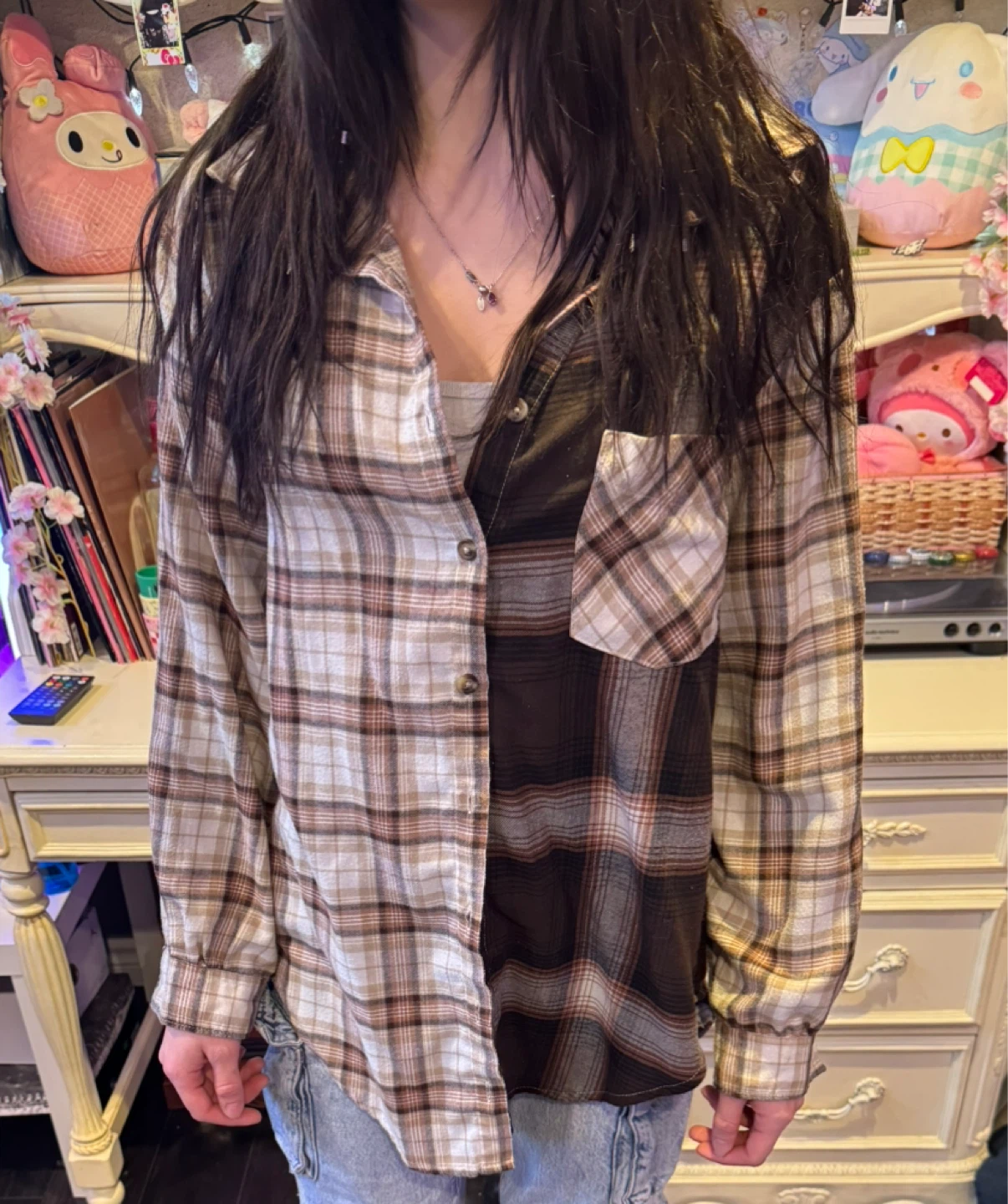 Split Plaid Flannel Shirt - photo 2