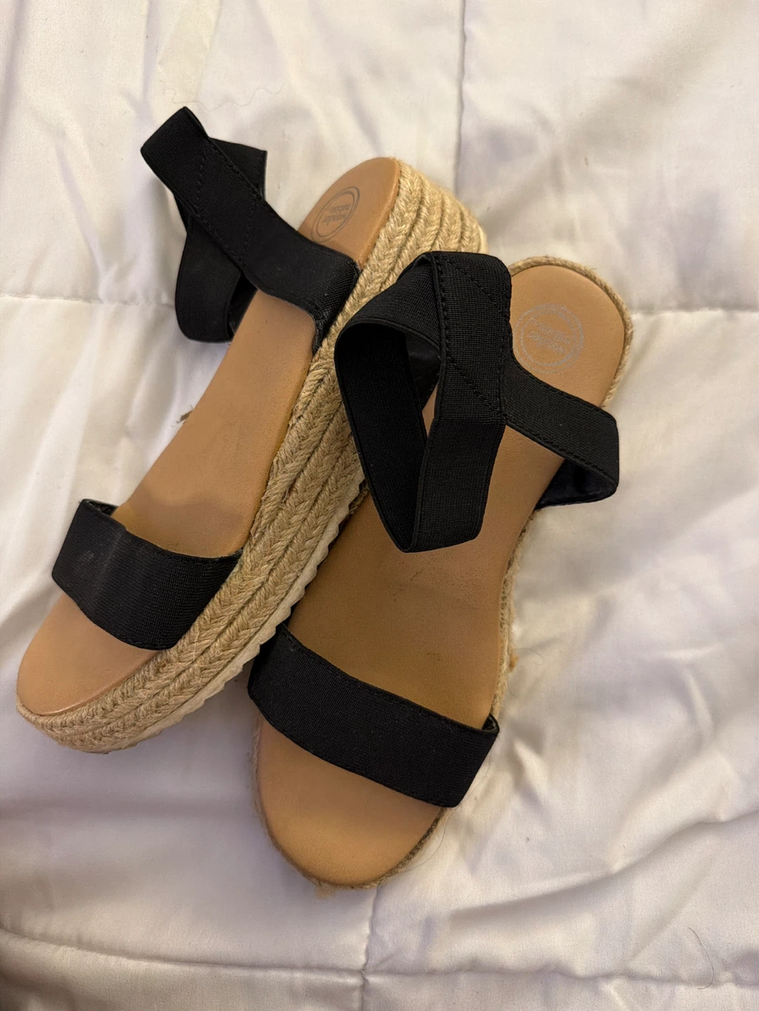 Wonder Nation Black Espadrille Wedge Sandals