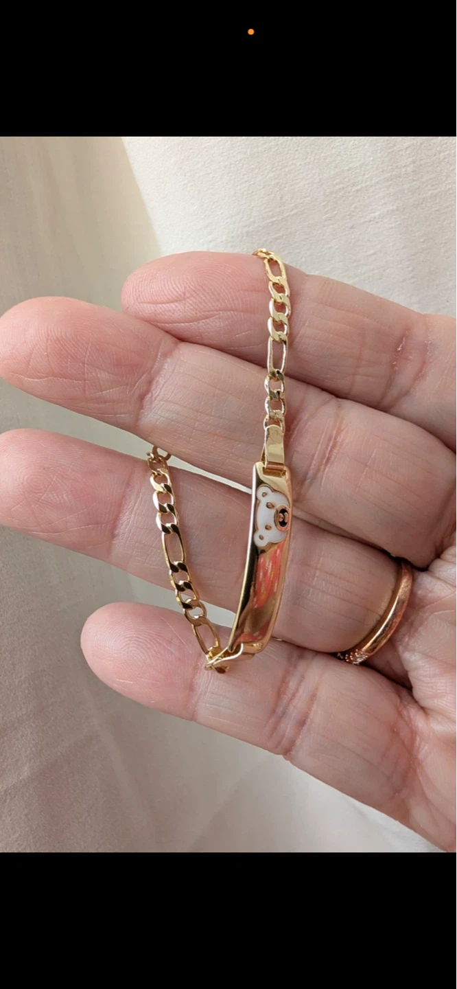 Gold laminated Baby Bracelet with Bear Charm