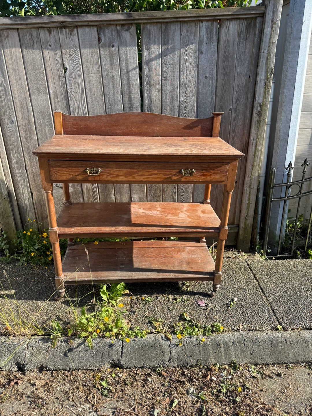 Vintage Wooden Side Table with Drawer