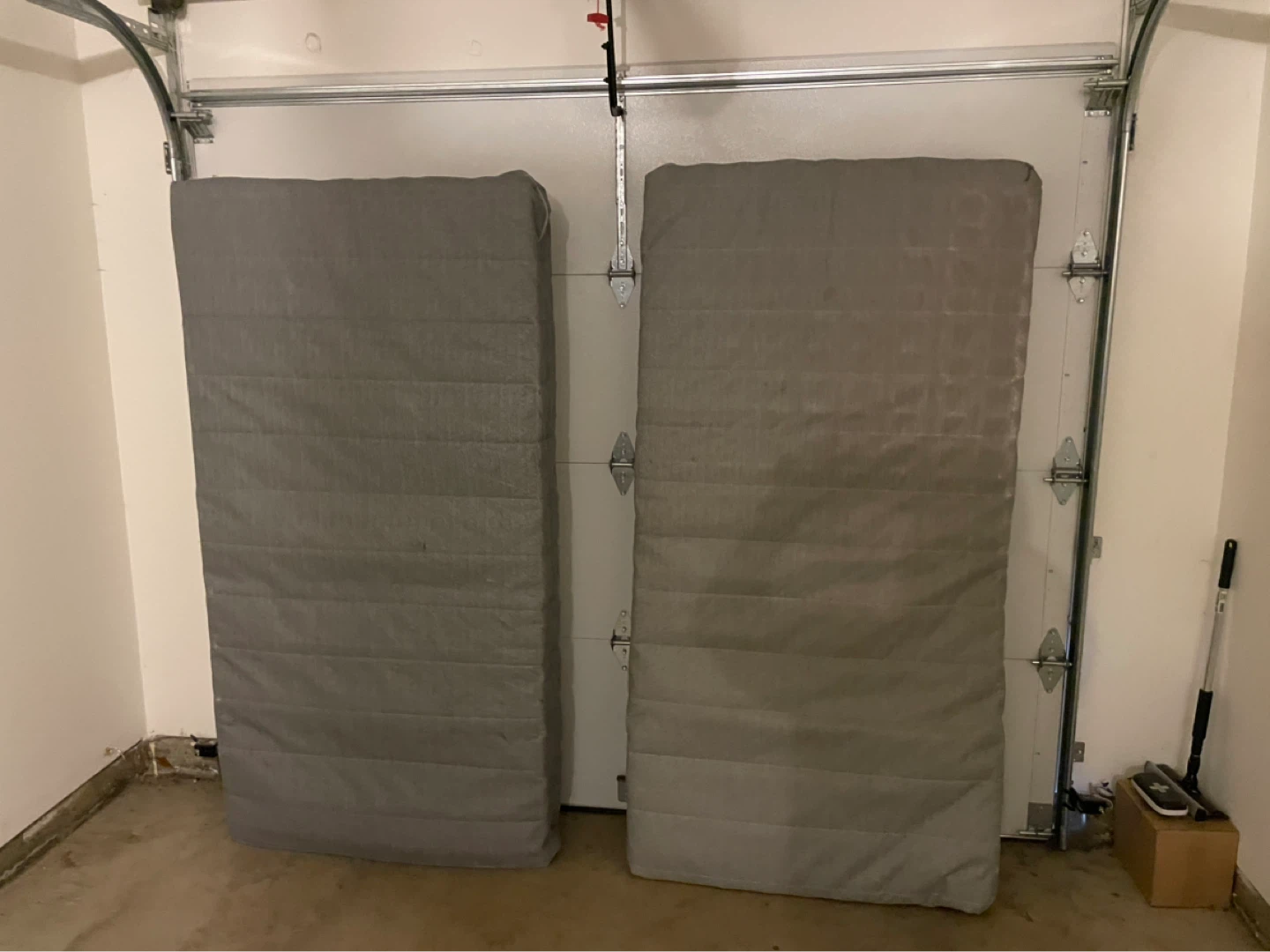 Two Grey RV style Spring Mattresses
