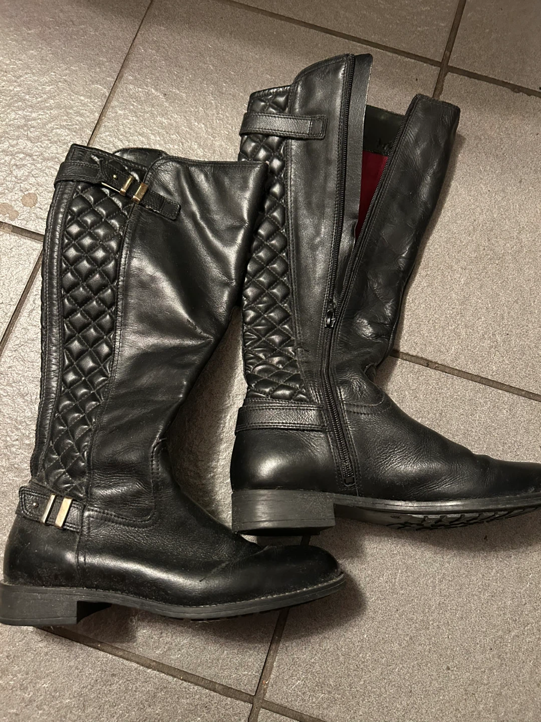 Black Leather Knee-High Boots - photo 2
