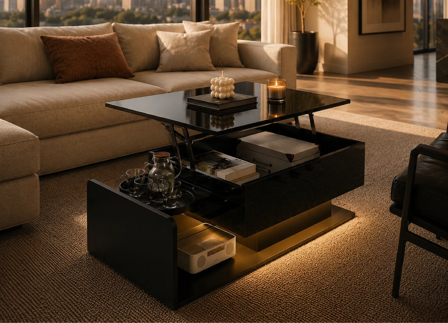 Modern Lift-Top Coffee Table with Storage