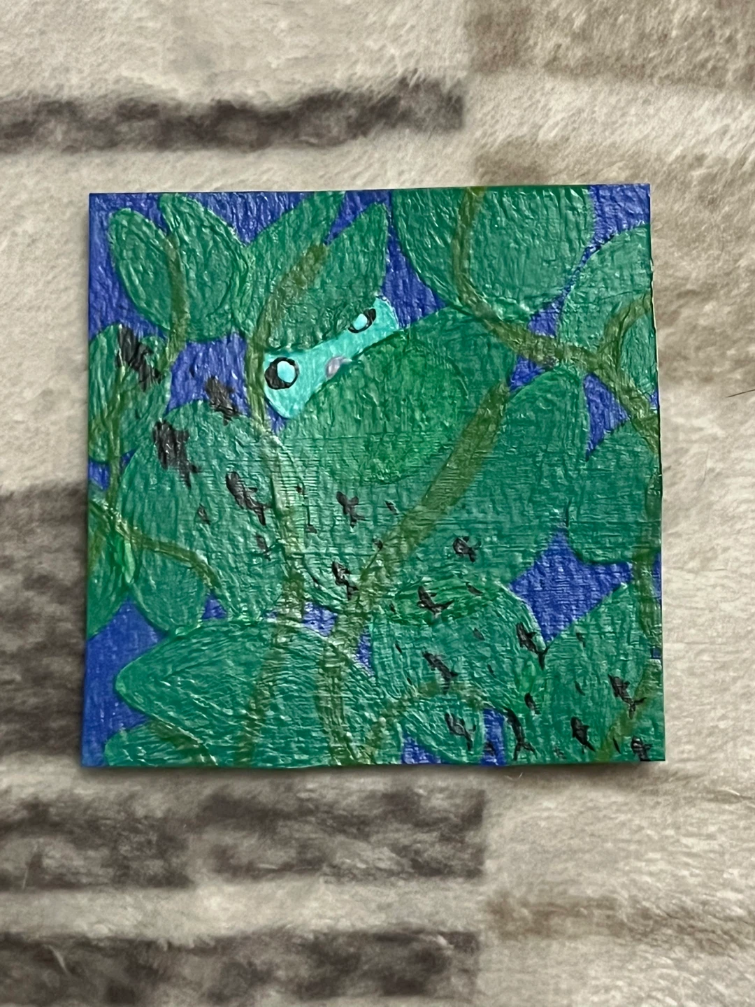 Hand painted Frog on a lily pad
