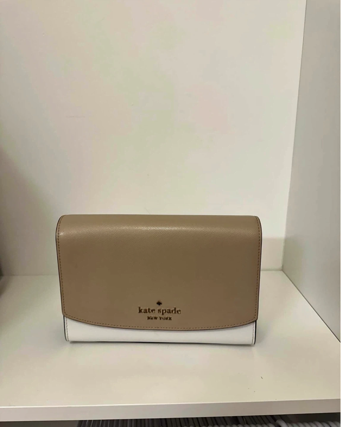 Kate Spade New York White and Tan Crossbody Purse