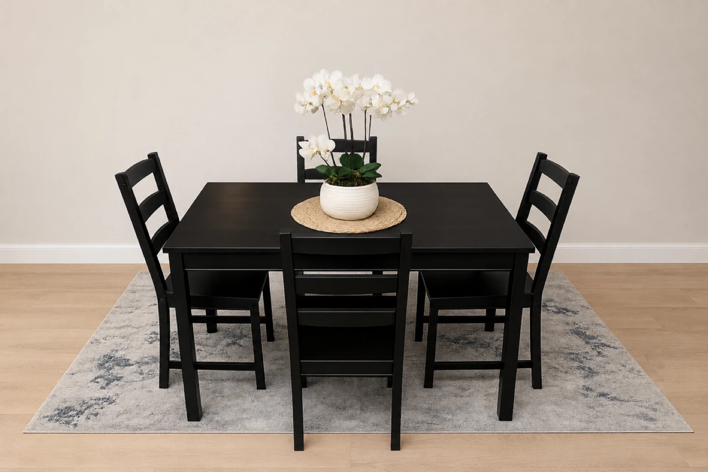 Black Dining Table Set with 4 Chairs