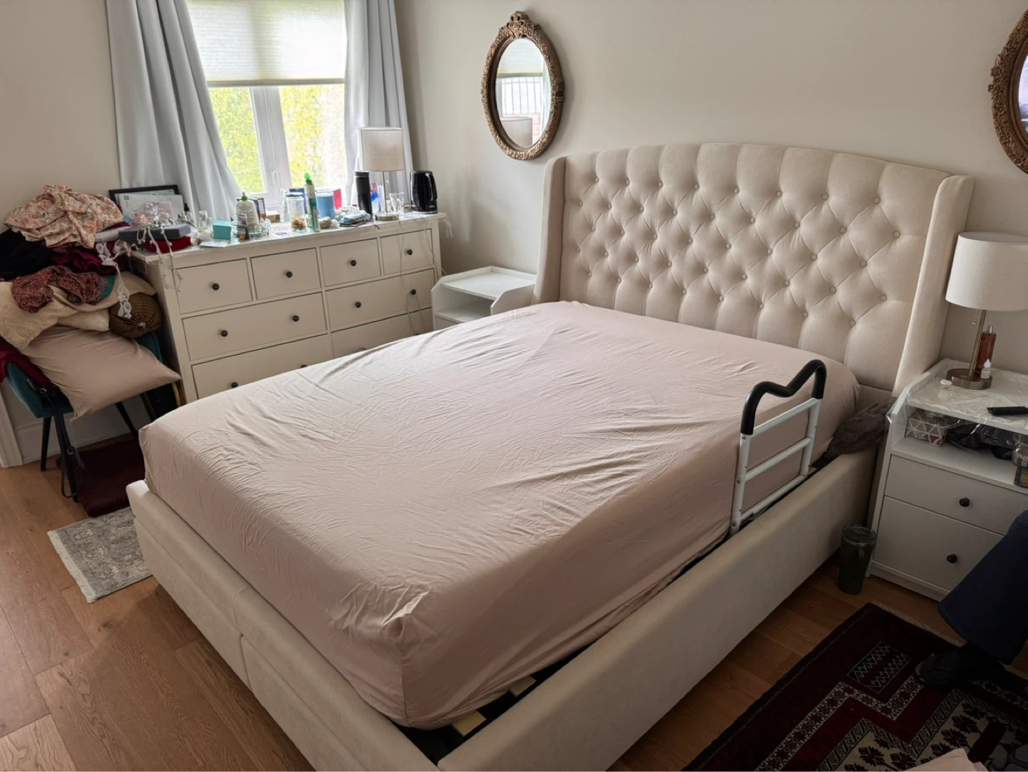 Tufted Wingback Bed Frame with Storage Drawers - photo 2