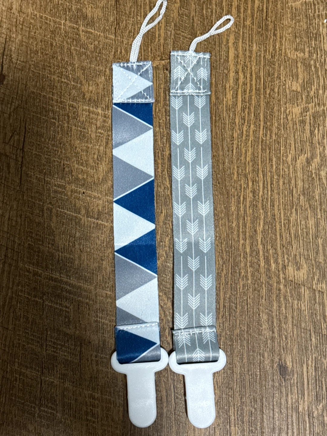 Pacifier Clips - Blue Geometric & Arrow Print