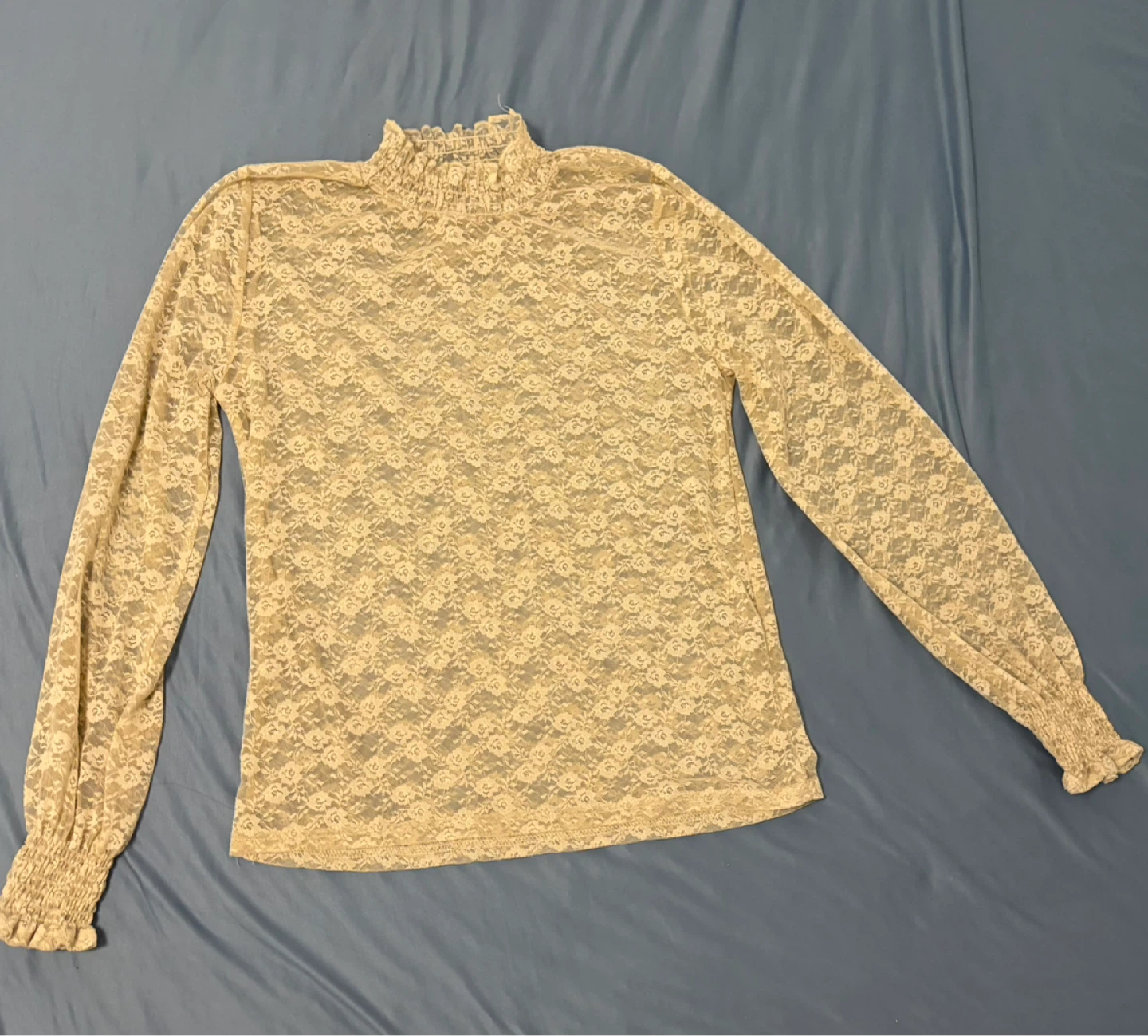 Lace Mock Neck Long Sleeve Shirt