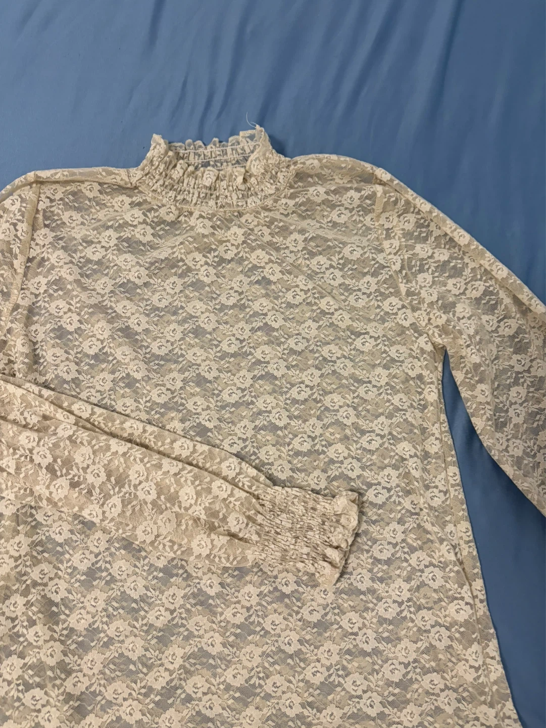 Lace Mock Neck Long Sleeve Shirt - photo 2