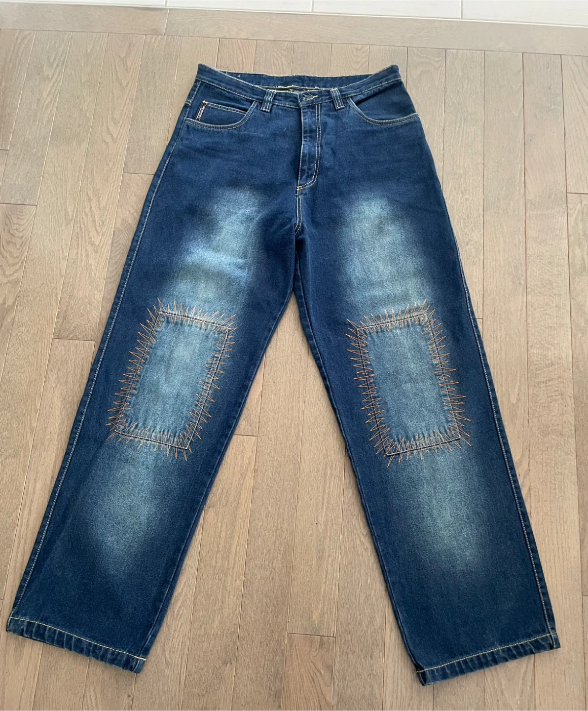 Blue Denim Jeans with Patches