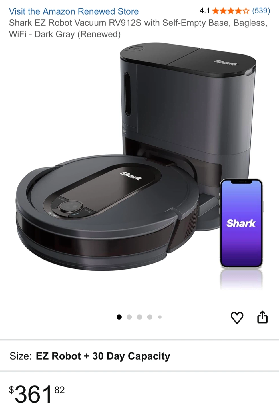 Shark EZ Robot Vacuum with Self-Empty Base - photo 4