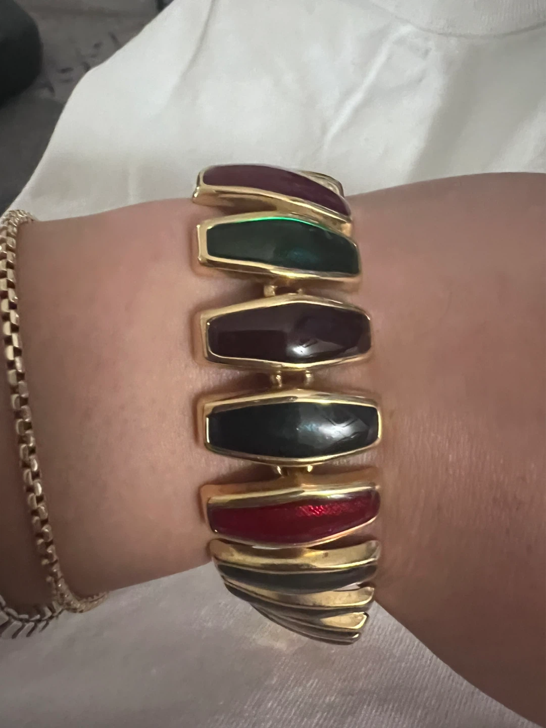 Gold-tone Enamel Link Bracelet