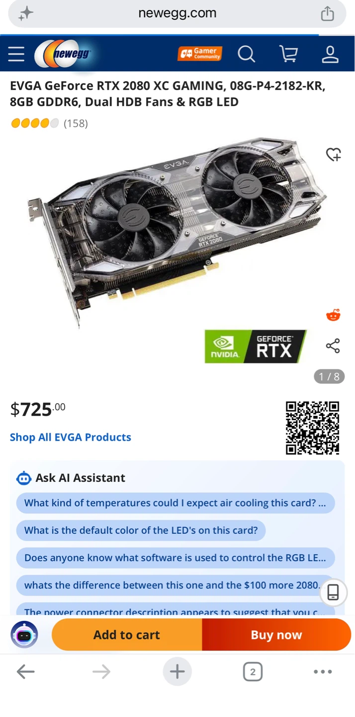 EVGA GeForce RTX 2080 graphic card - photo 2