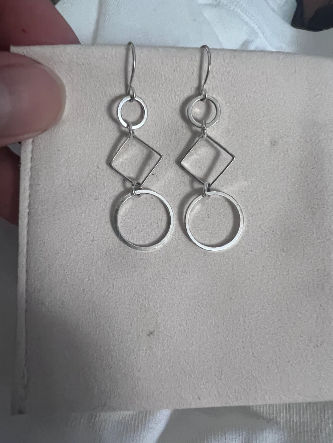 Silvertone Geometric Drop Earrings