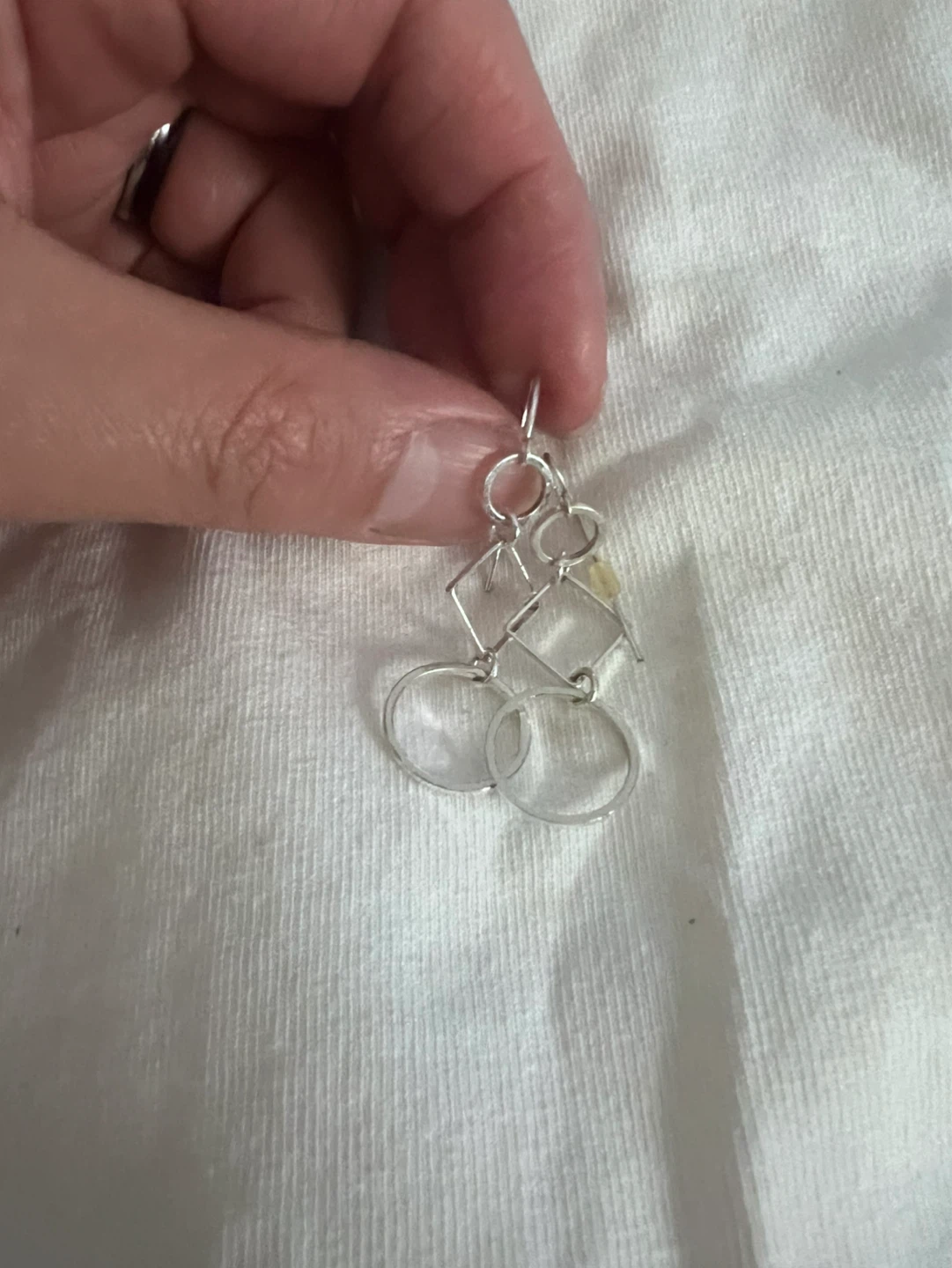 Silvertone Geometric Drop Earrings - photo 4