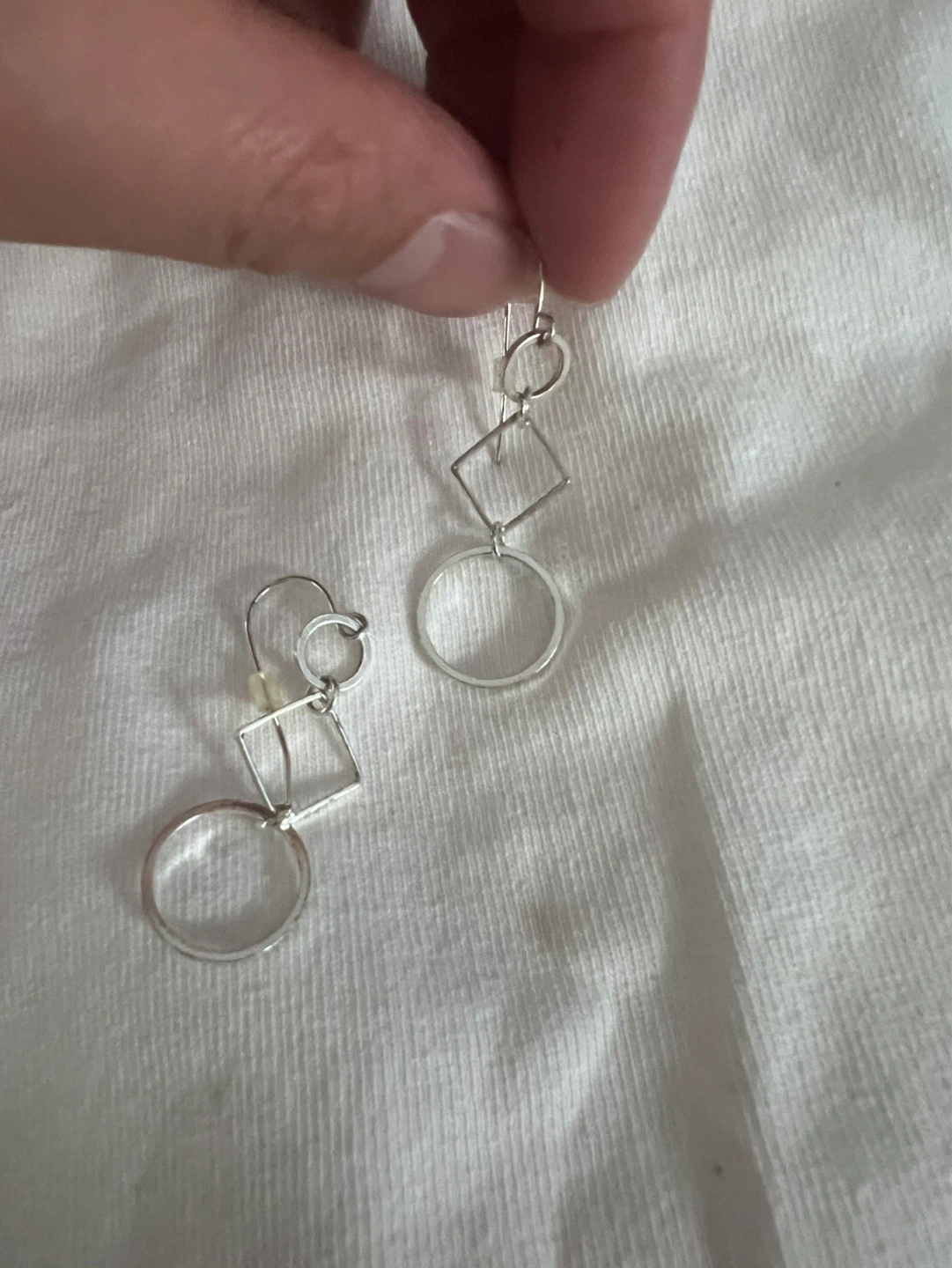 Silvertone Geometric Drop Earrings - photo 3