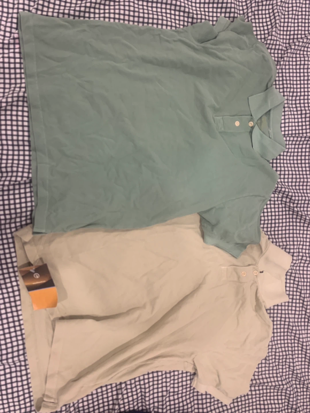 Two Polo Shirts - Green and Beige