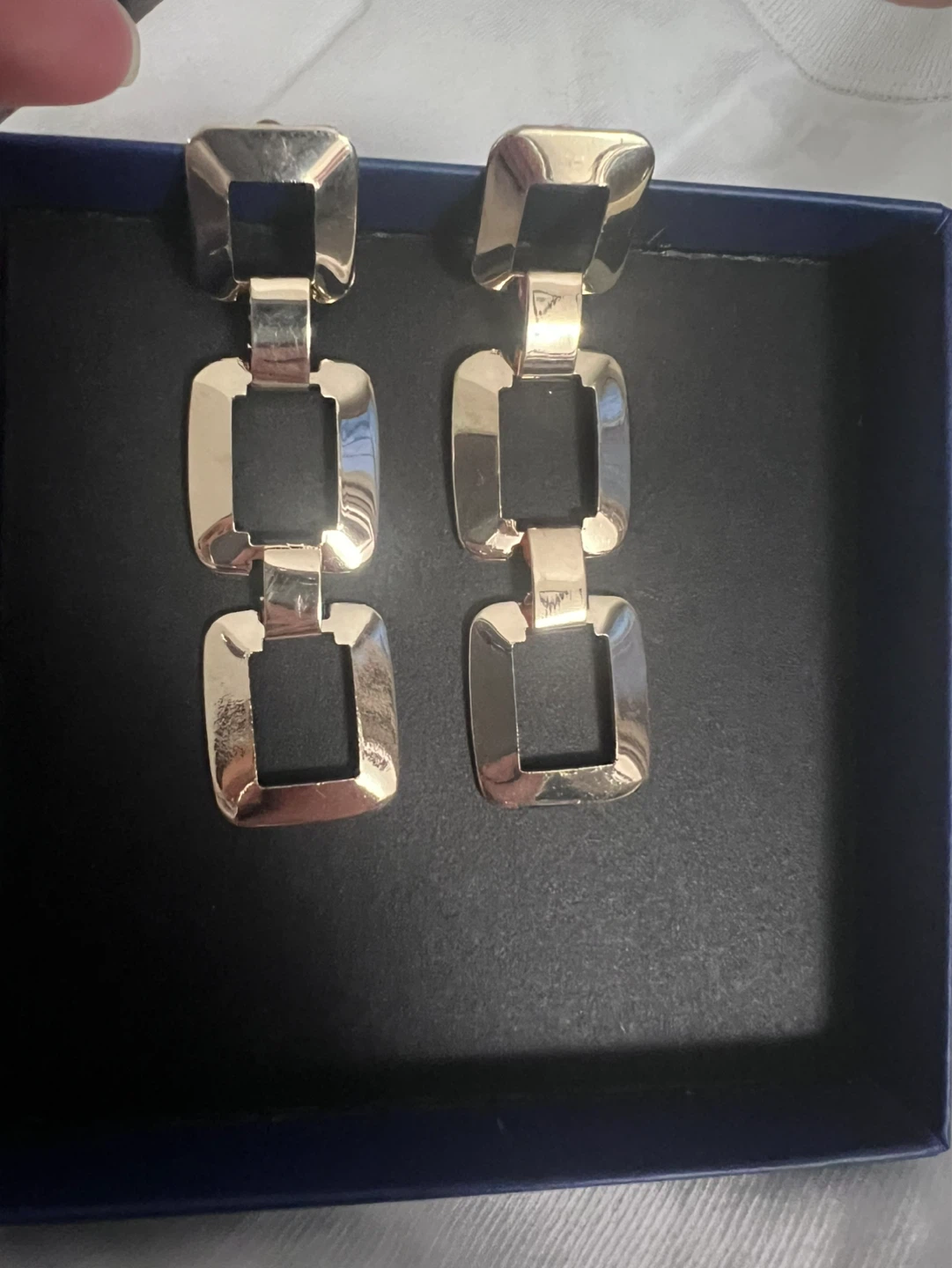 Gold Tone Geometric Link Drop Dangle Earrings - photo 3