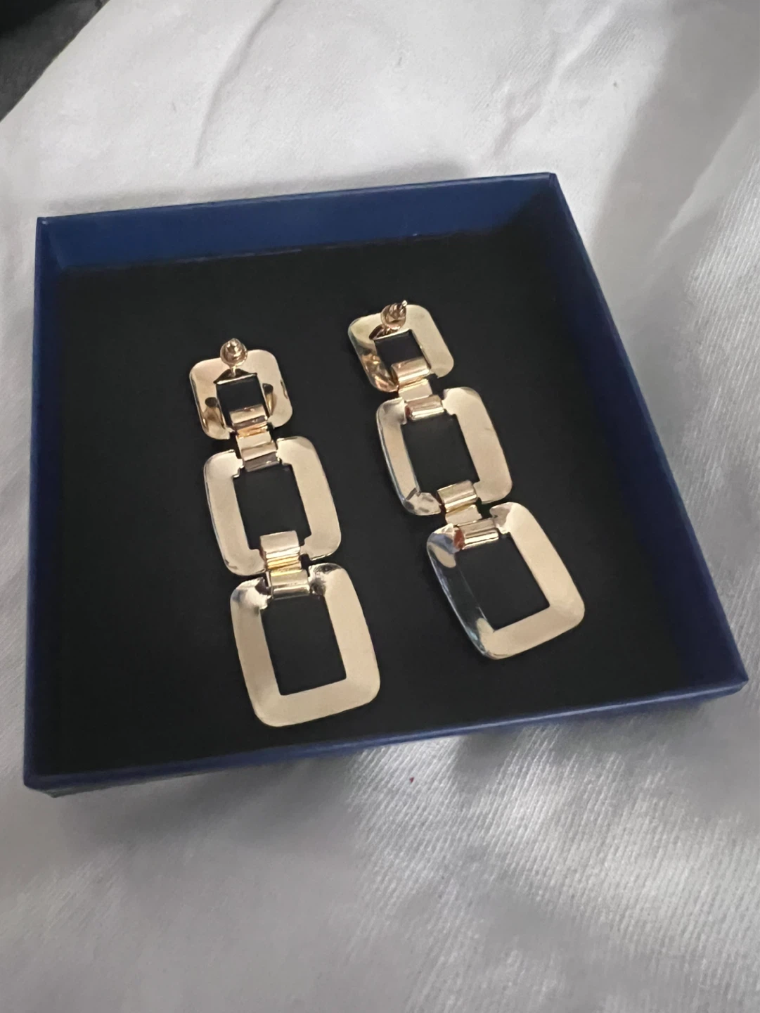 Gold Tone Geometric Link Drop Dangle Earrings - photo 2