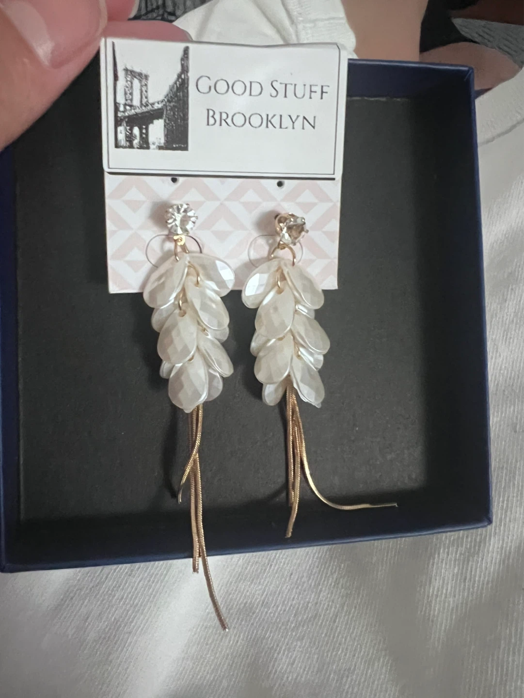 White Faux Pearl Beads &  Tassel Earrings