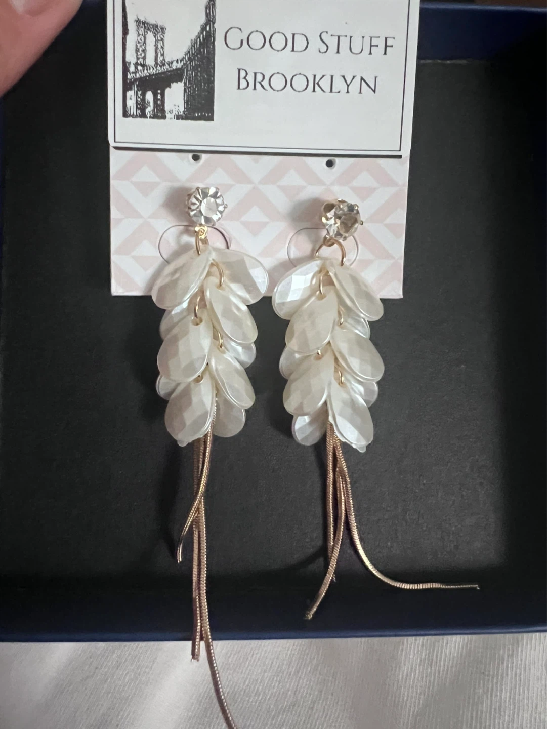 White Faux Pearl Beads &  Tassel Earrings - photo 2