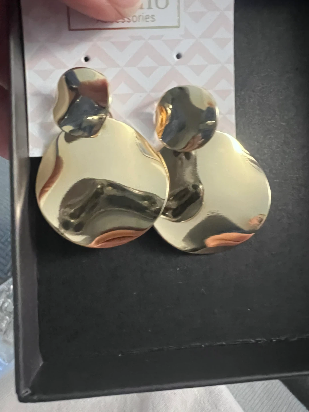 Gold Tone Disc Drop Earrings - photo 2