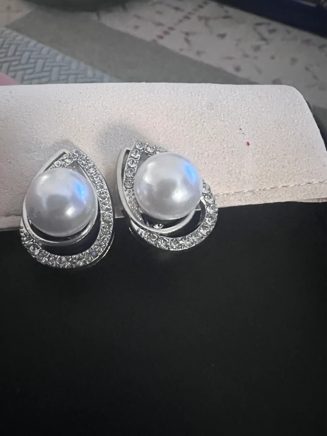 Faux Pearl and Crystal Teardrop Clip-on Earrings - photo 2