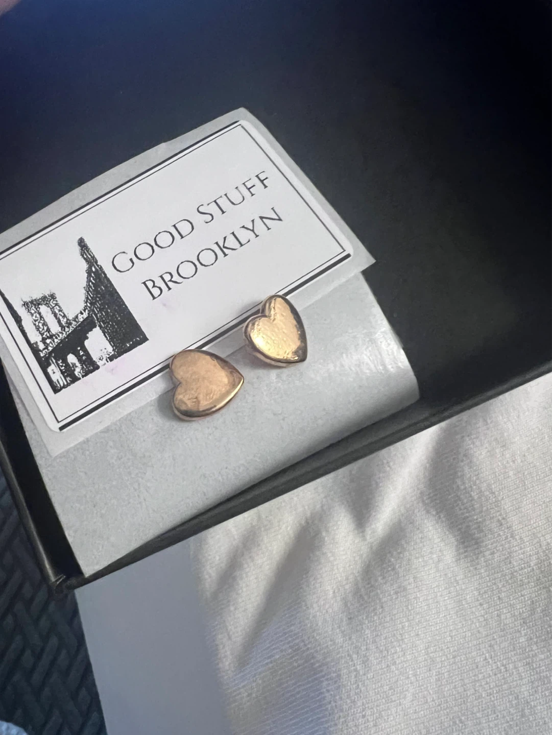 Heart Stud Earrings - Goldtone
