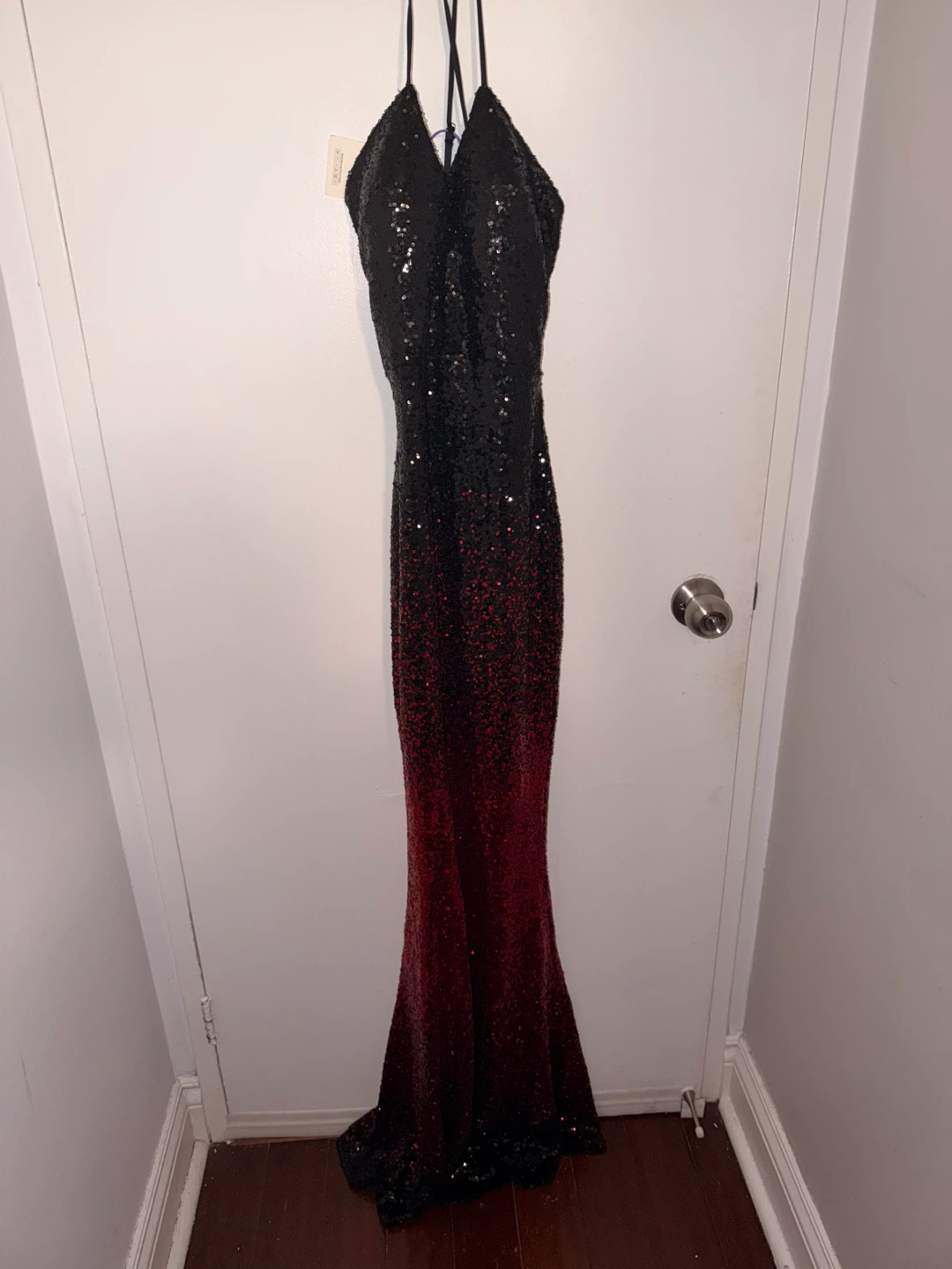Red and Black Sequin Prom Dress - photo 3