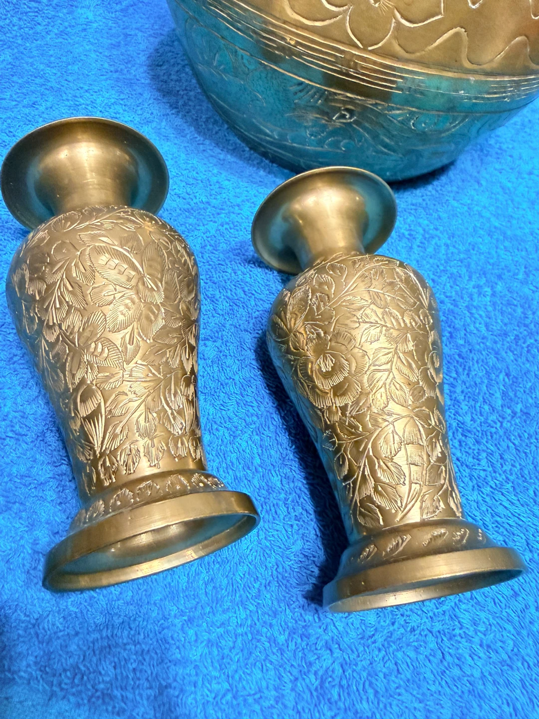 Brass Vase and Bowl Set