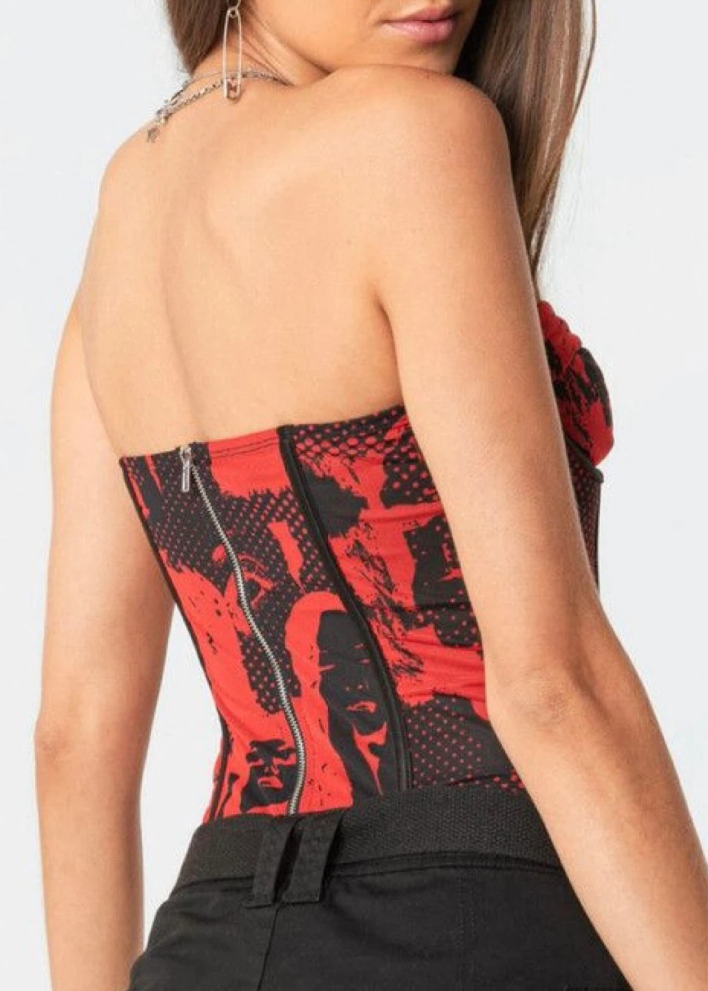 Edikted Red and Black Graphic Corset+Skirt Set - photo 5
