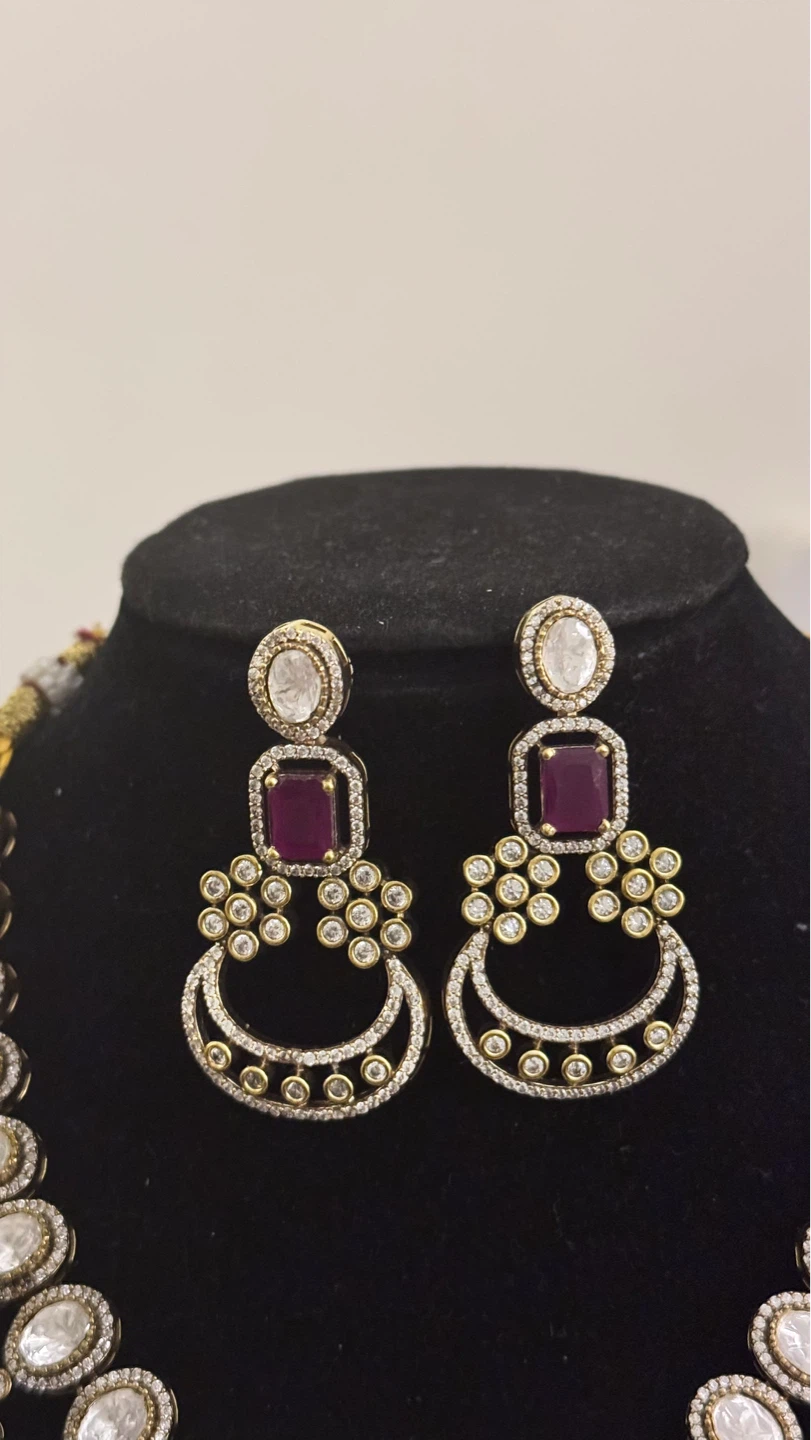 Hot pink moissanite choker set - photo 3