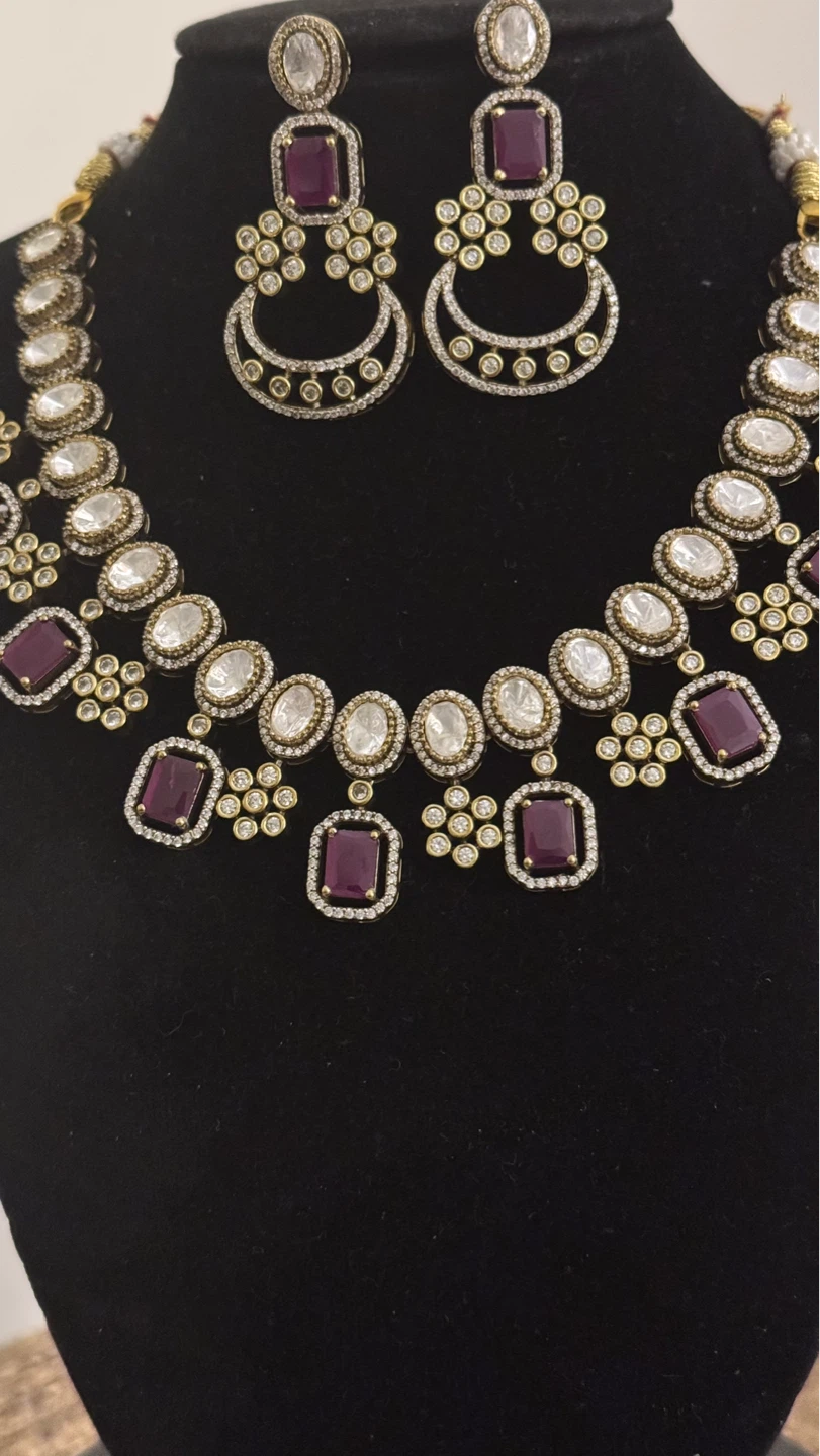 Hot pink moissanite choker set - photo 2