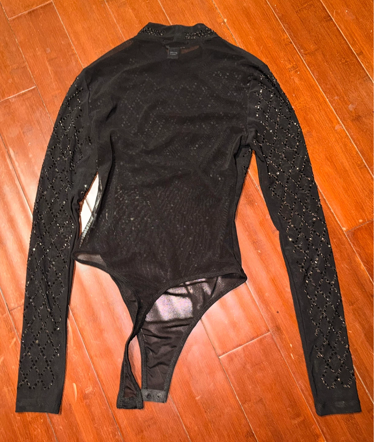 Mesh and Bedazzled Black Leotard - photo 3