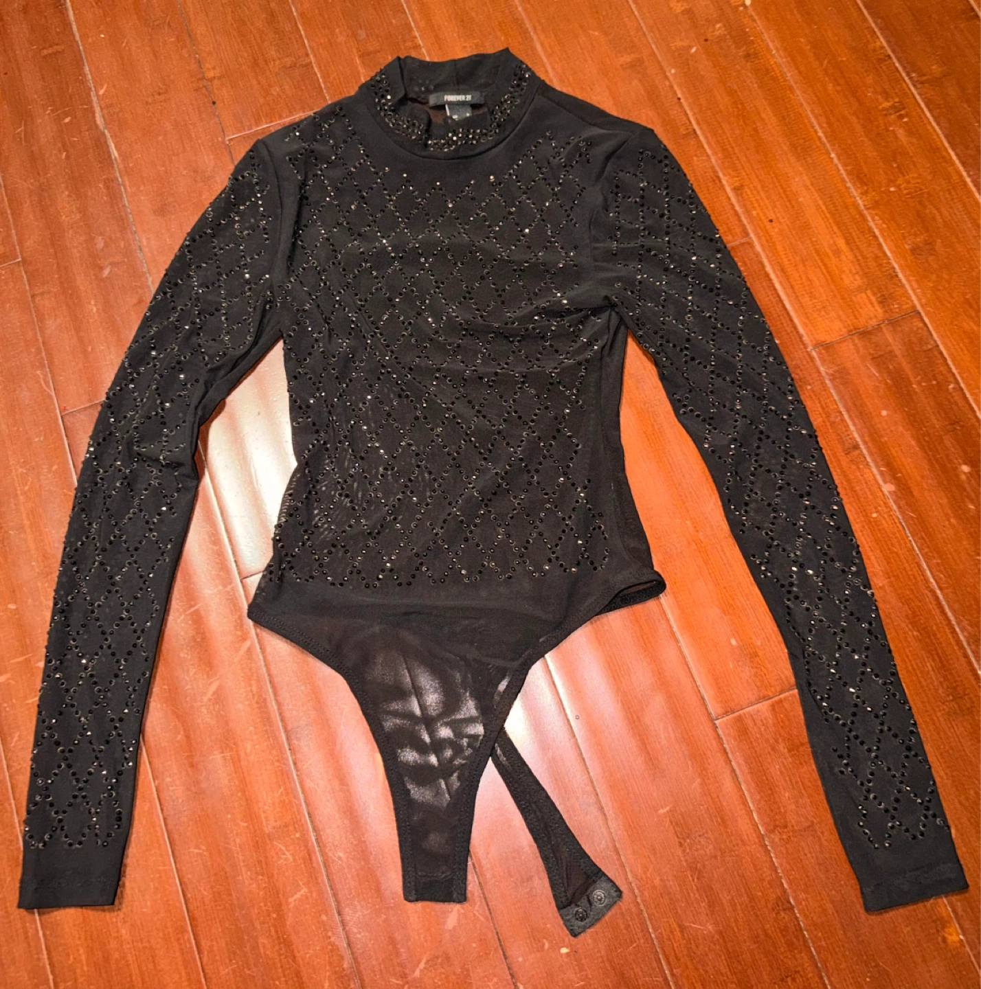 Mesh and Bedazzled Black Leotard - photo 2
