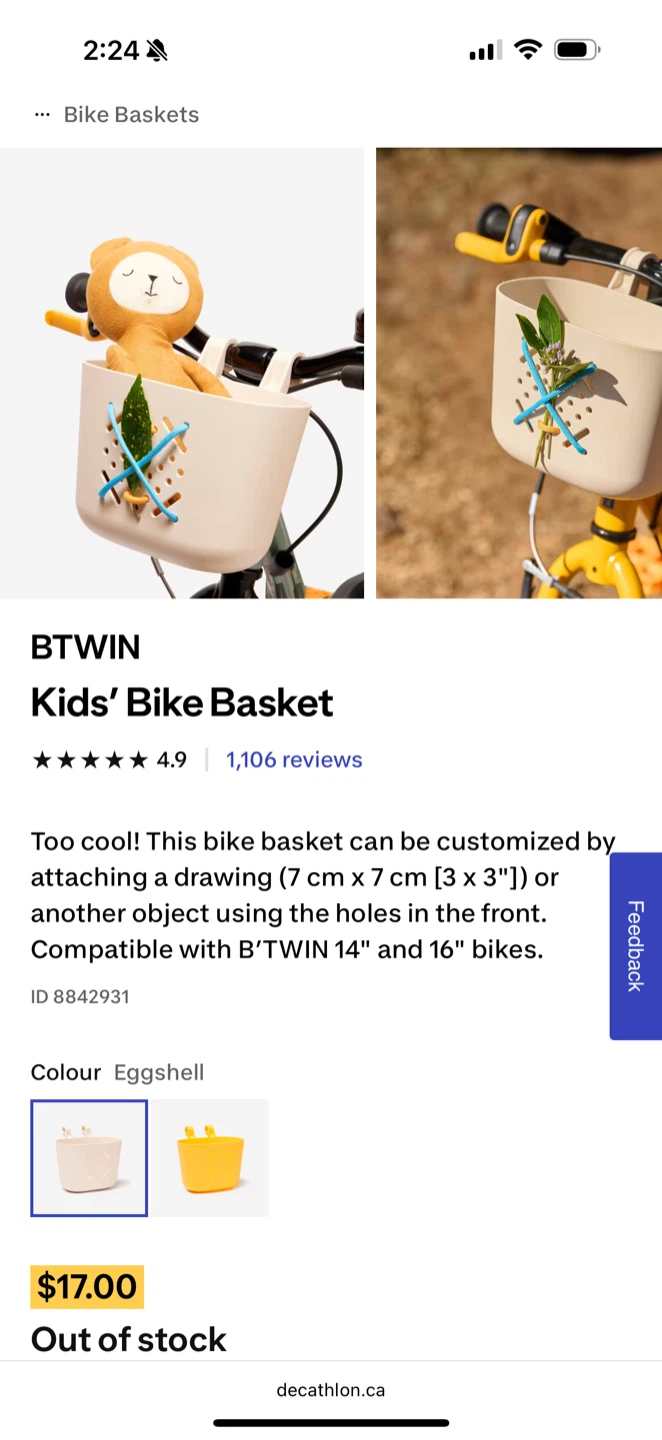 BTWIN Kids' Bike Basket