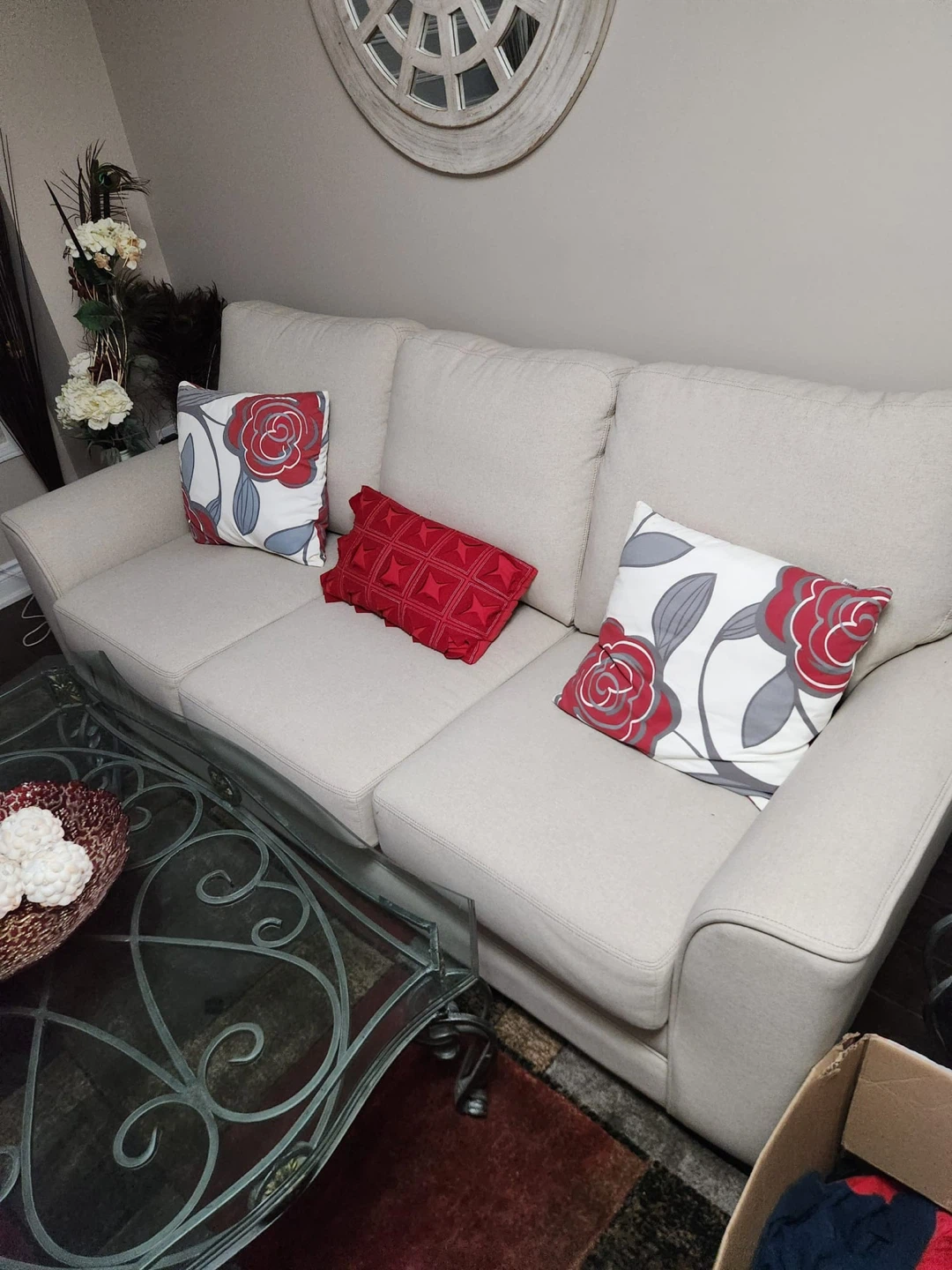 Light Beige Sectional Sofa with Decorative Pillows - photo 3