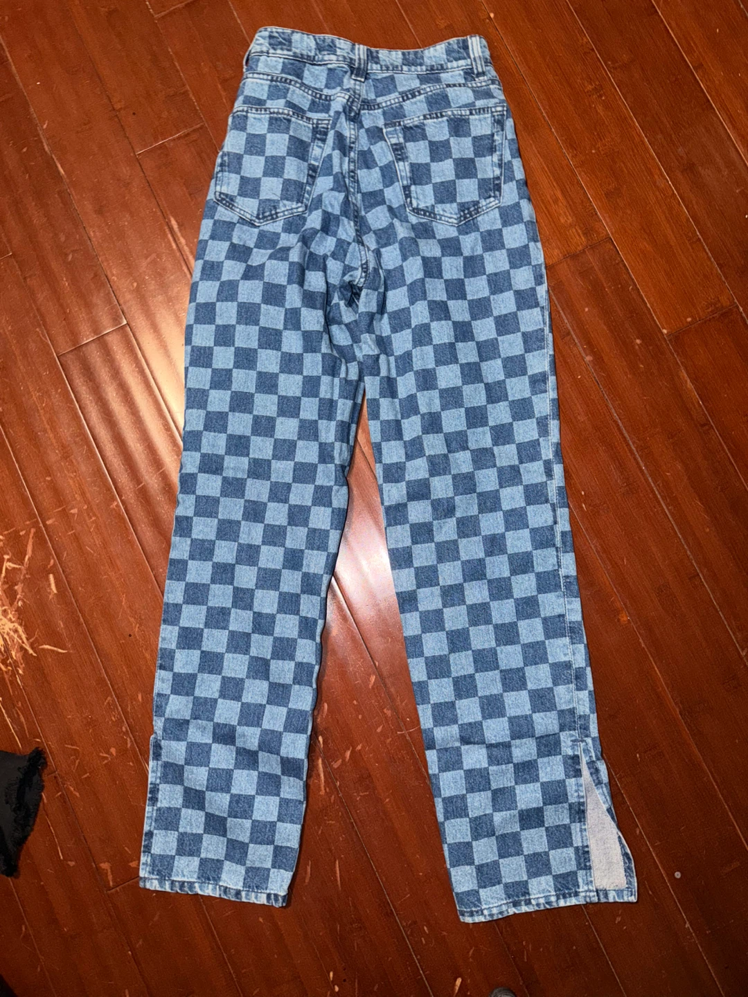 100% cotton High-rise Checkered Jeans - photo 2