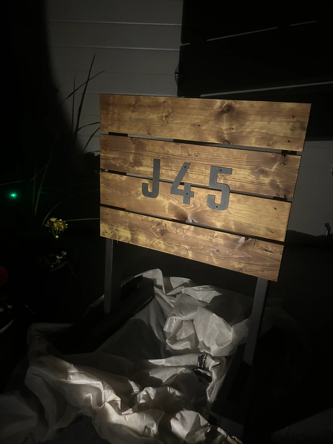 Custom Wooden J45 Campsite Sign with Planters
