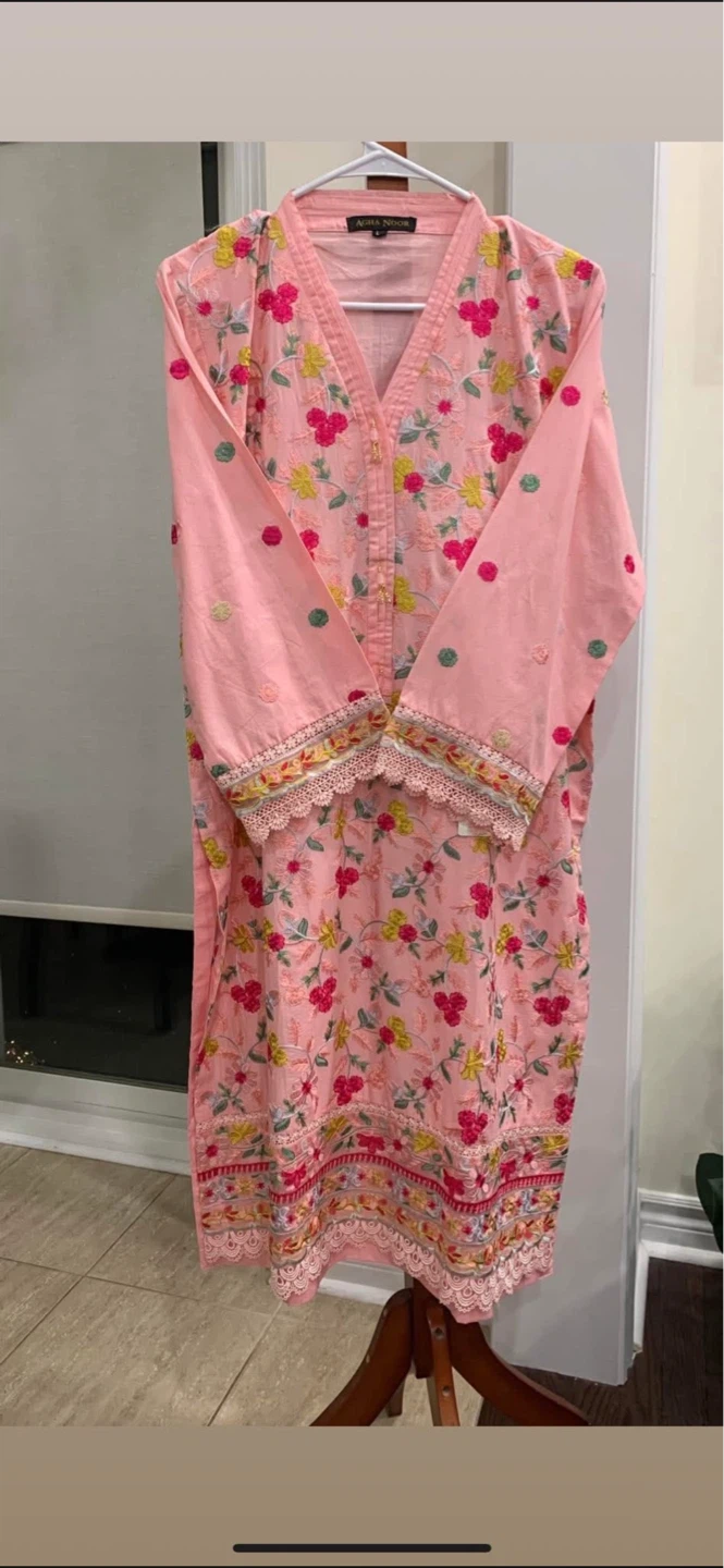 Pink Embroidered 3-Piece Outfit by Aghanoor