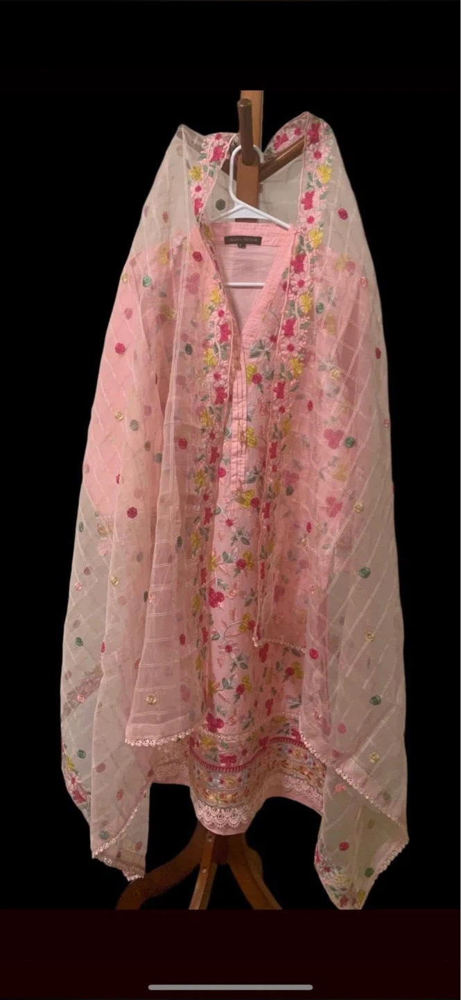 Pink Embroidered 3-Piece Outfit by Aghanoor - photo 3