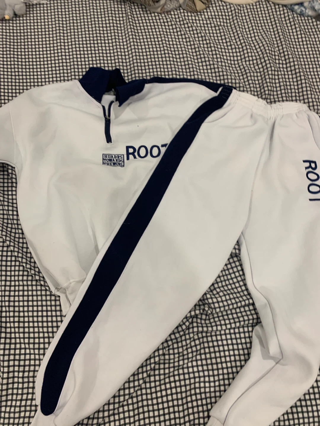 ROOTS White & Navy Tracksuit Set
