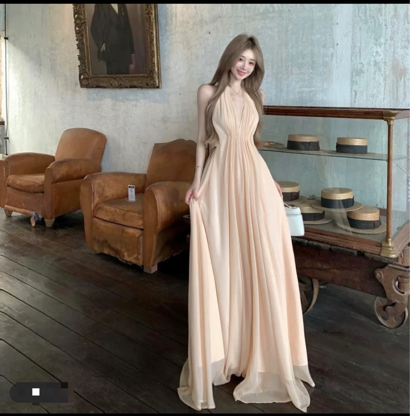 Peach Halter Neck Maxi Dress - photo 2