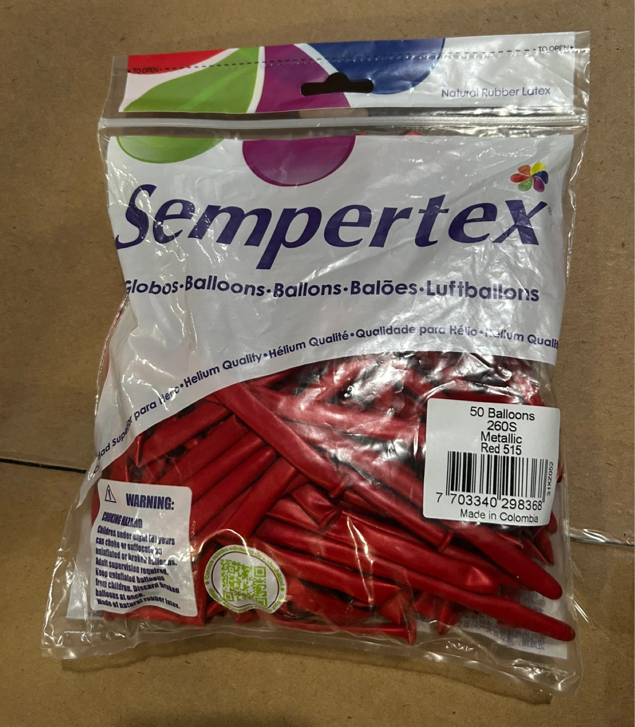 Sempertex 50 Balloons Metallic Red 260S