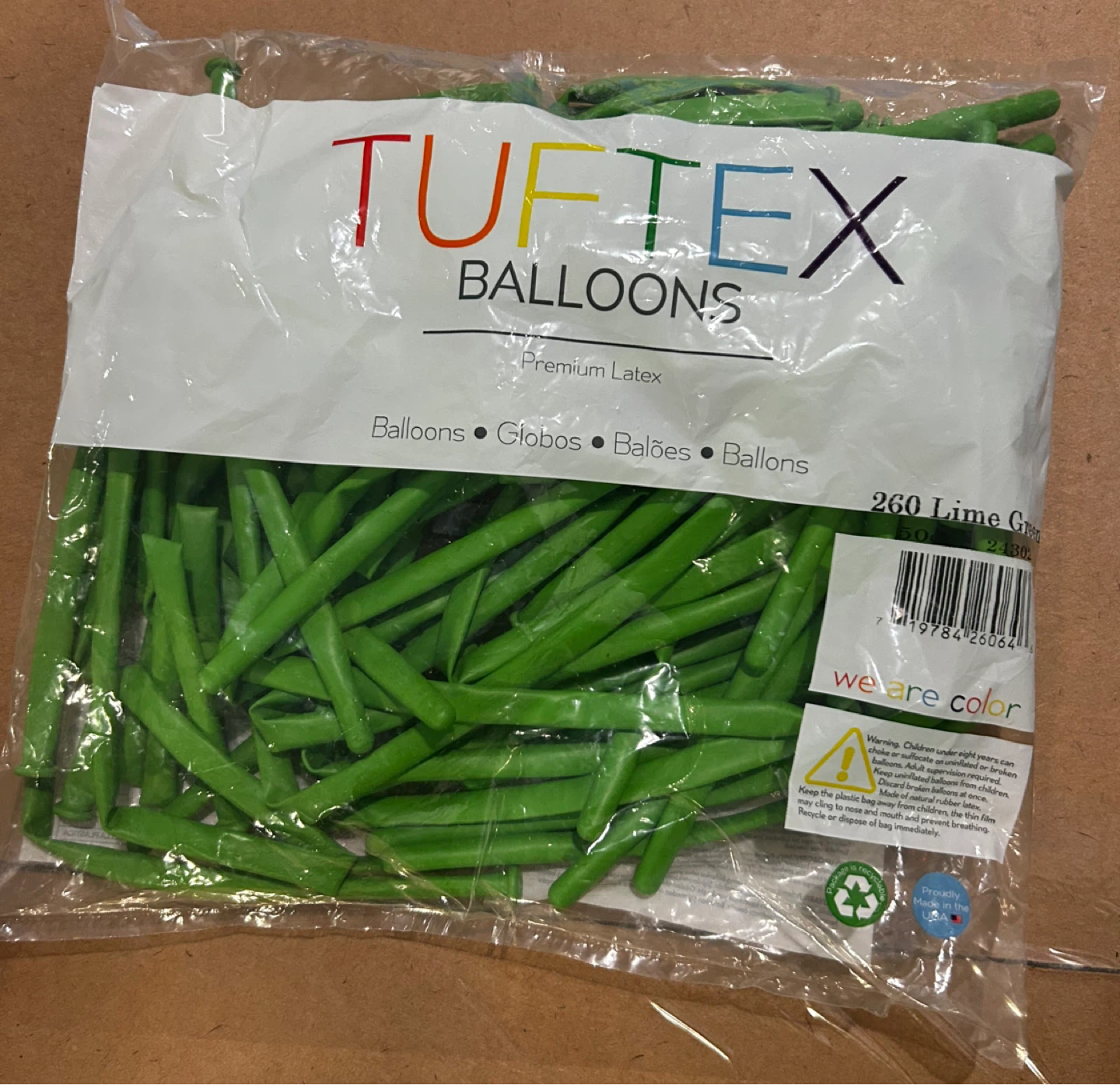 Tuftex 260 Lime Green Balloons - 50 Count