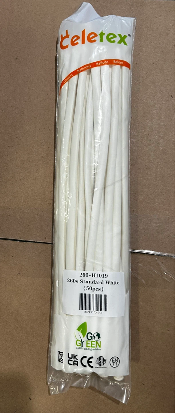 Celetex 260s Standard White Balloons (50pcs)